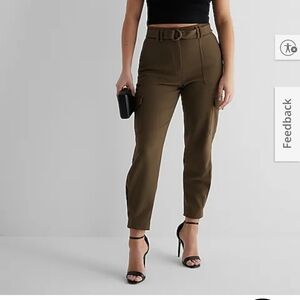 Express Super High Waisted Belted Cargo Office Work Pant Trouser